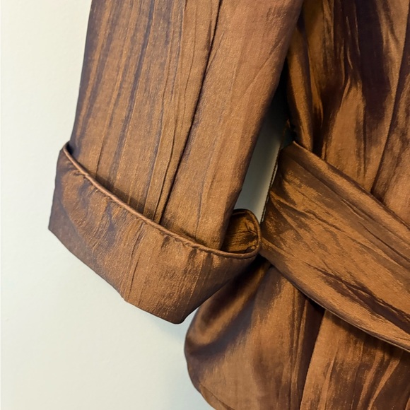 Puli Women’s M Jacket Brown Ruched Collar Roll Tab Sleeves - Picture 3 of 9